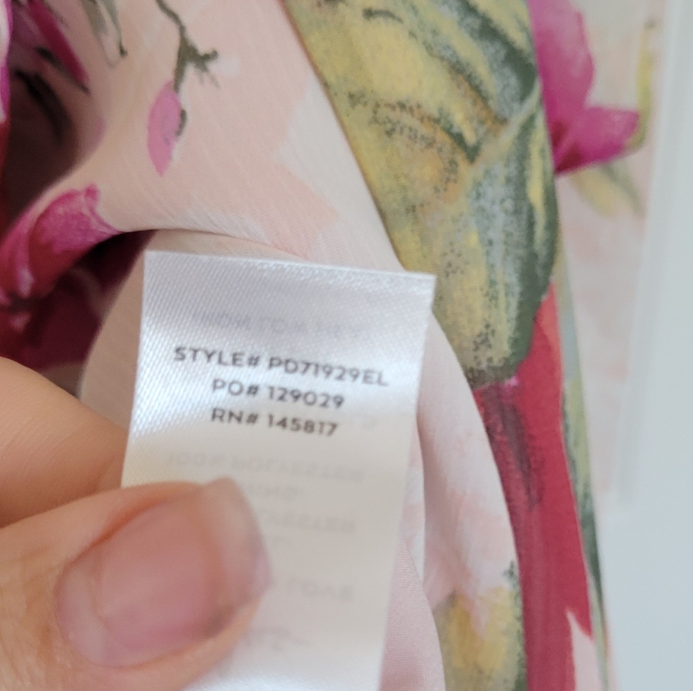 Lulu's Pink Floral Wrap Dress with Green Leaves - Picture 6 of 8